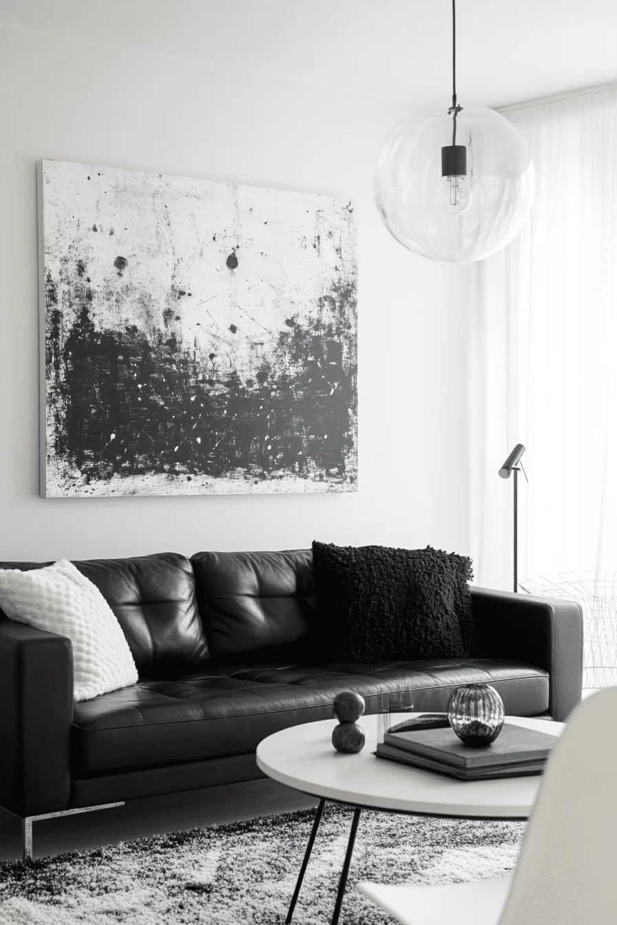 Abstract black and white living room