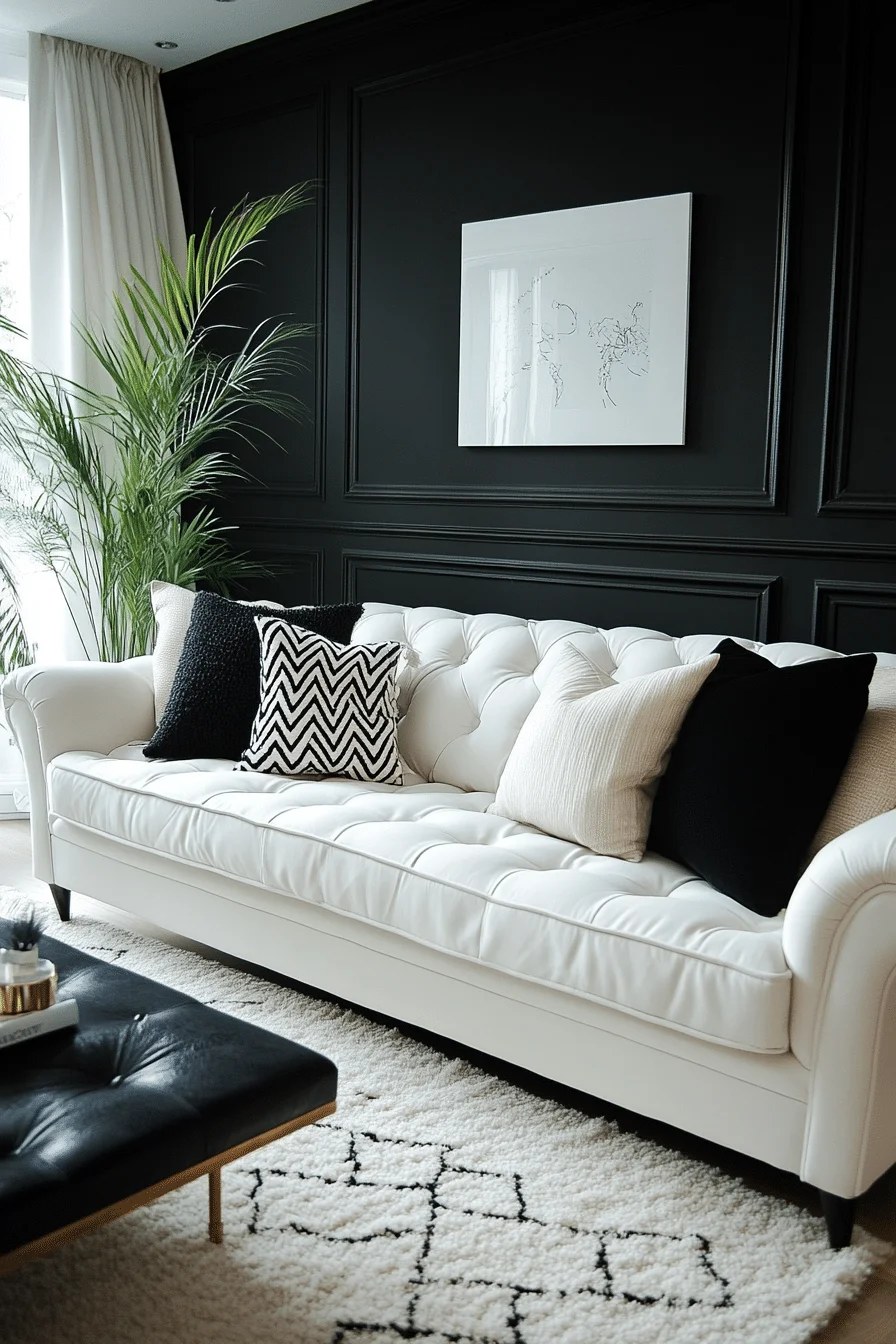 Soft edge black and white living room