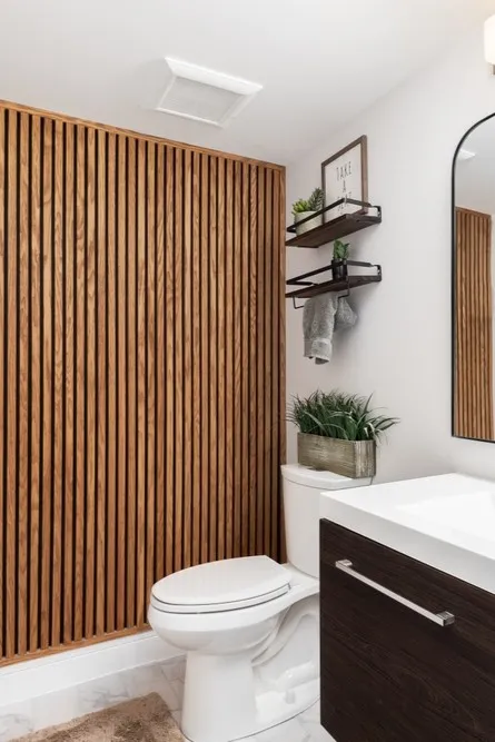 Vertical Wood Slats Accent Wall
