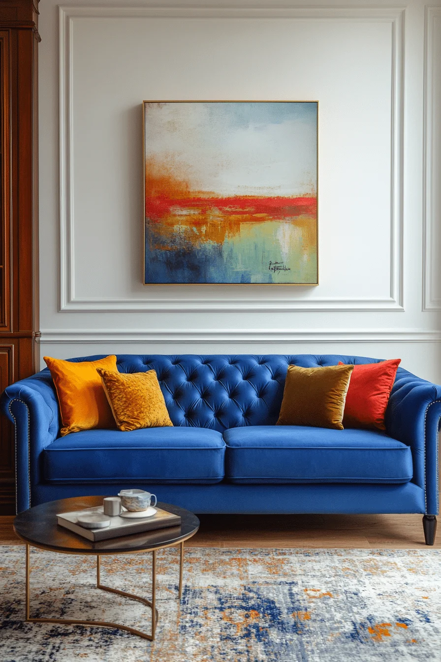 blue couch living room