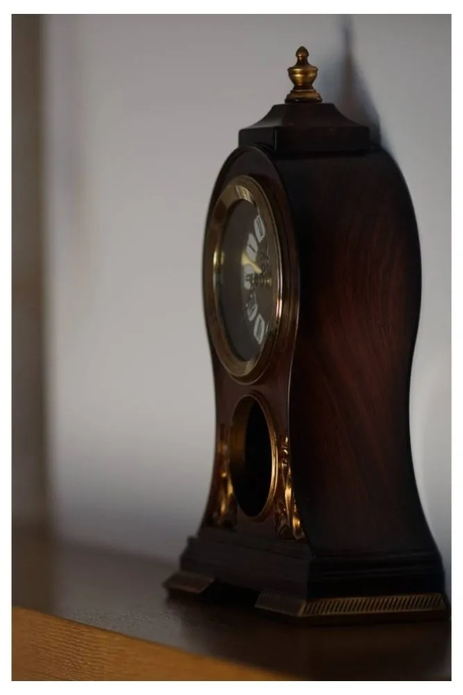 Antique Clock on Halloween Mantel