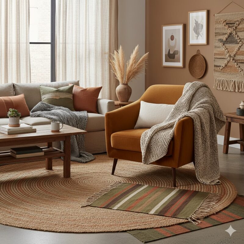 Layered textures in living room