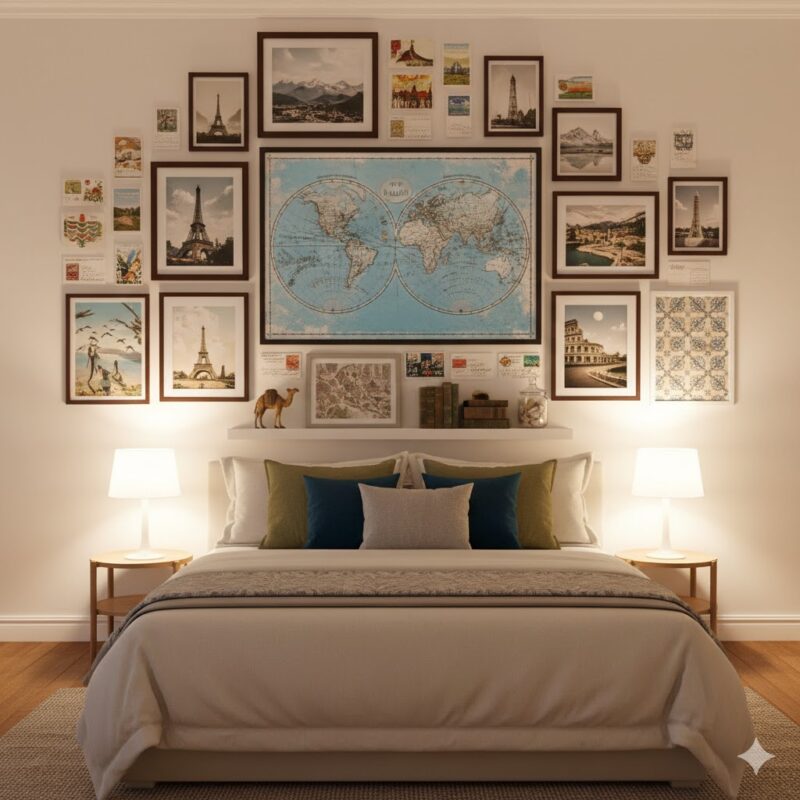Travel-inspired guest room decor