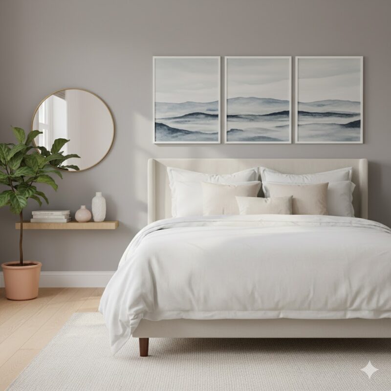 Art and decor in guest bedroom