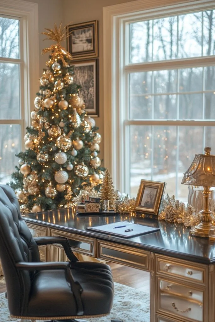 Gleaming Gold and Silver Workspace