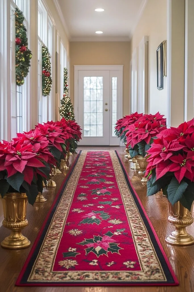 Vibrant Poinsettia Hallway