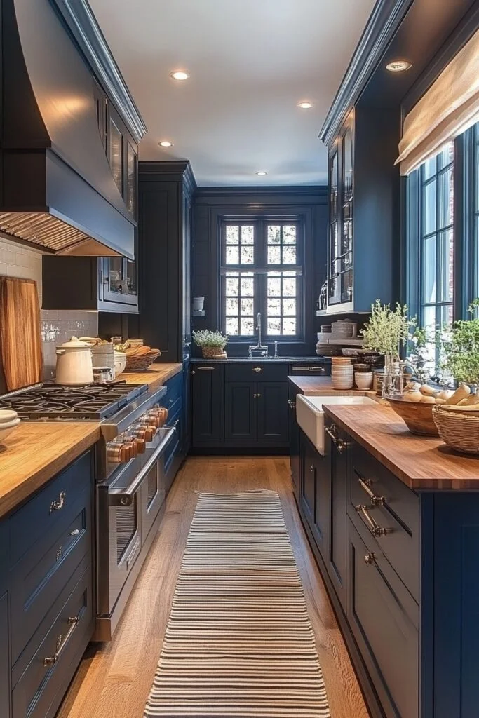 Sleek Nautical Galley Kitchen