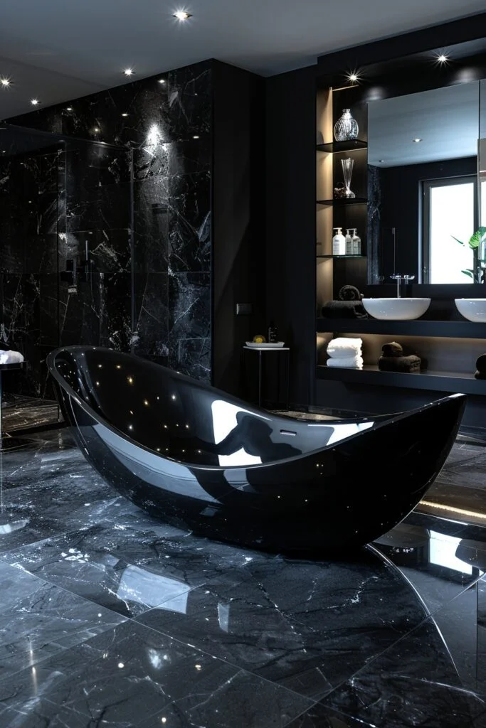 Dramatic Black with Marble Accents