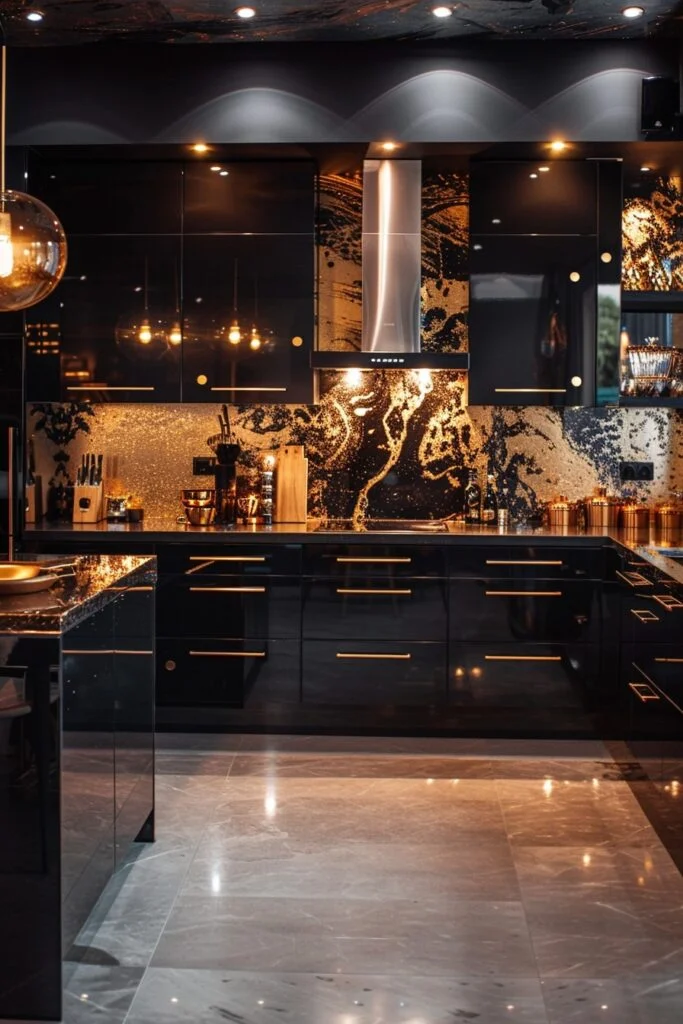 Opulent Black and Gold Kitchens