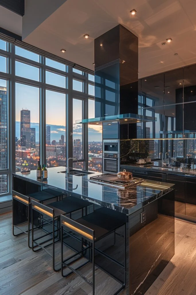Urban High-Rise Kitchens with City Views