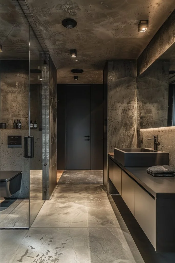 Industrial Minimalist Concrete Bath