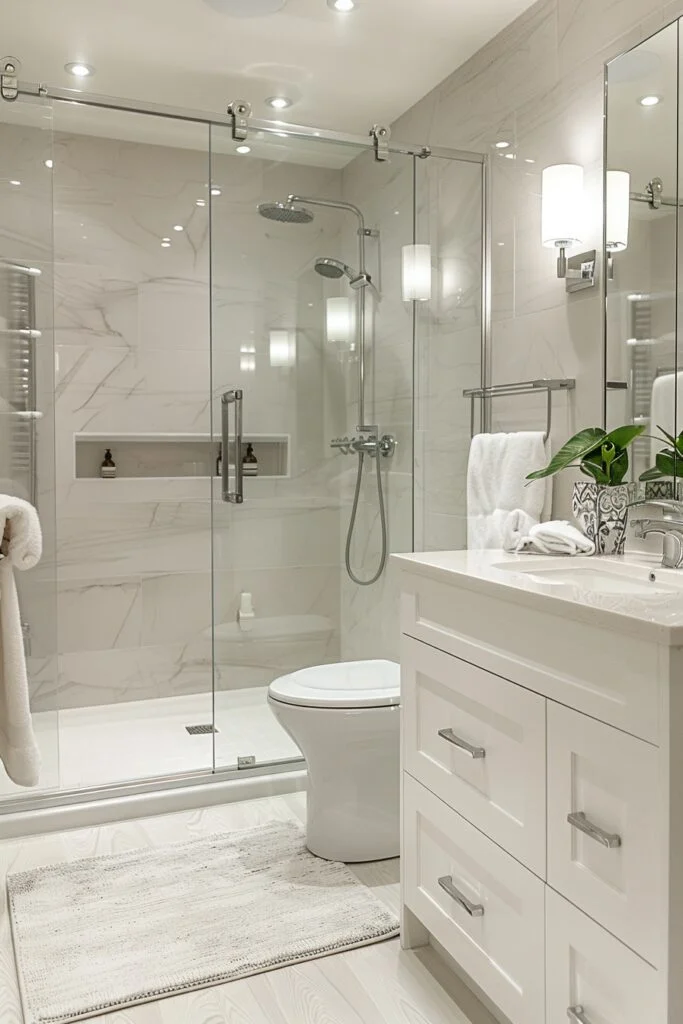 Efficient Minimalist Studio Bath