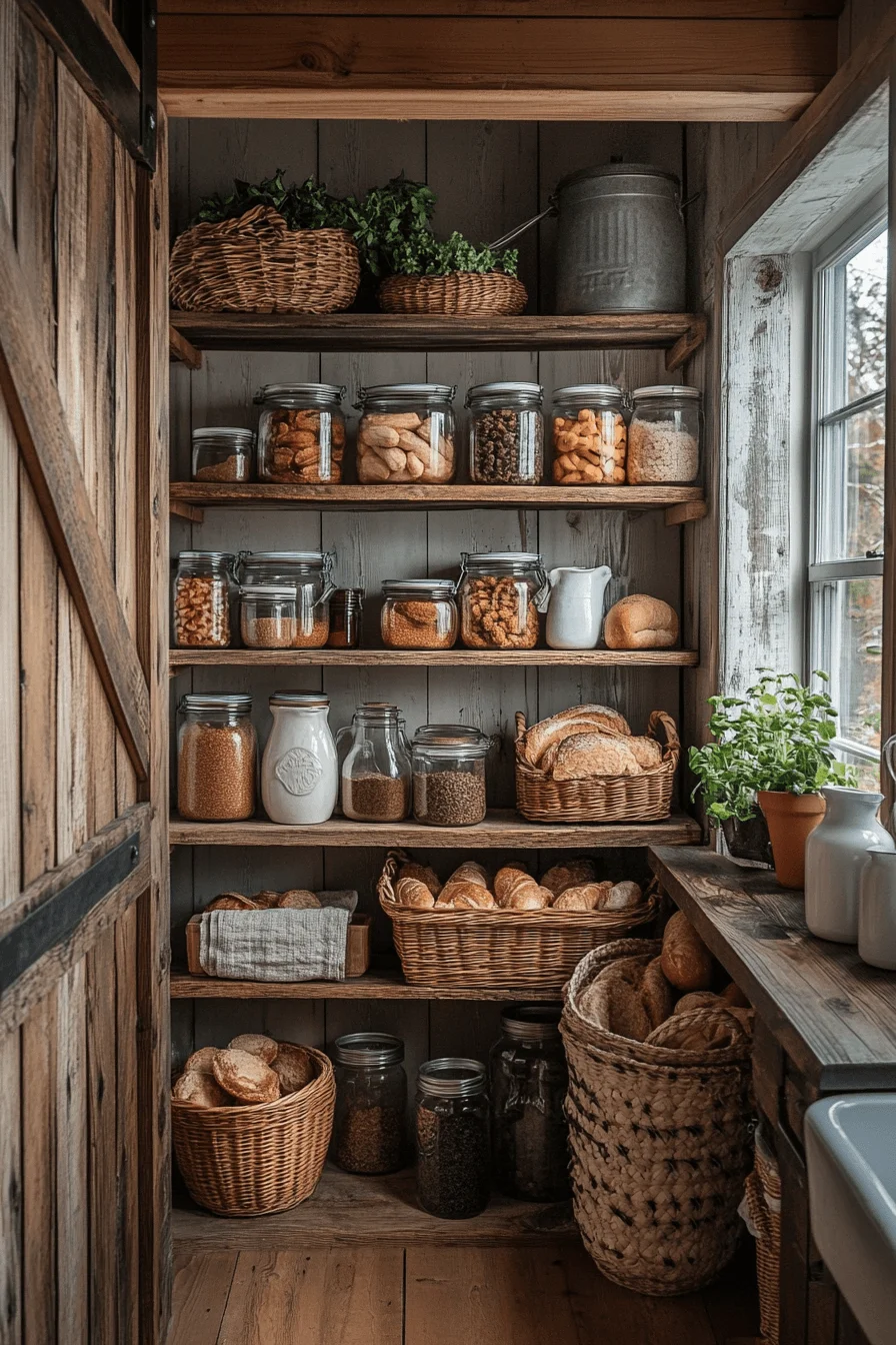 Organized rustic pantry