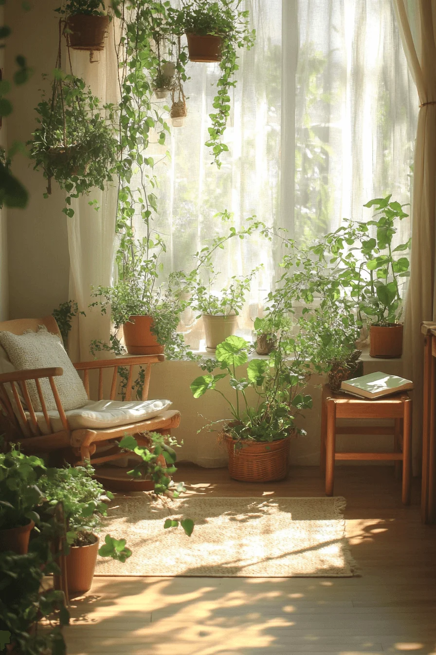 Green plants in cabin decor