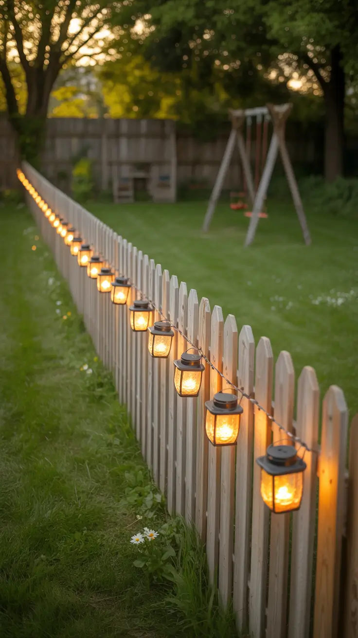 Solar lanterns on fence