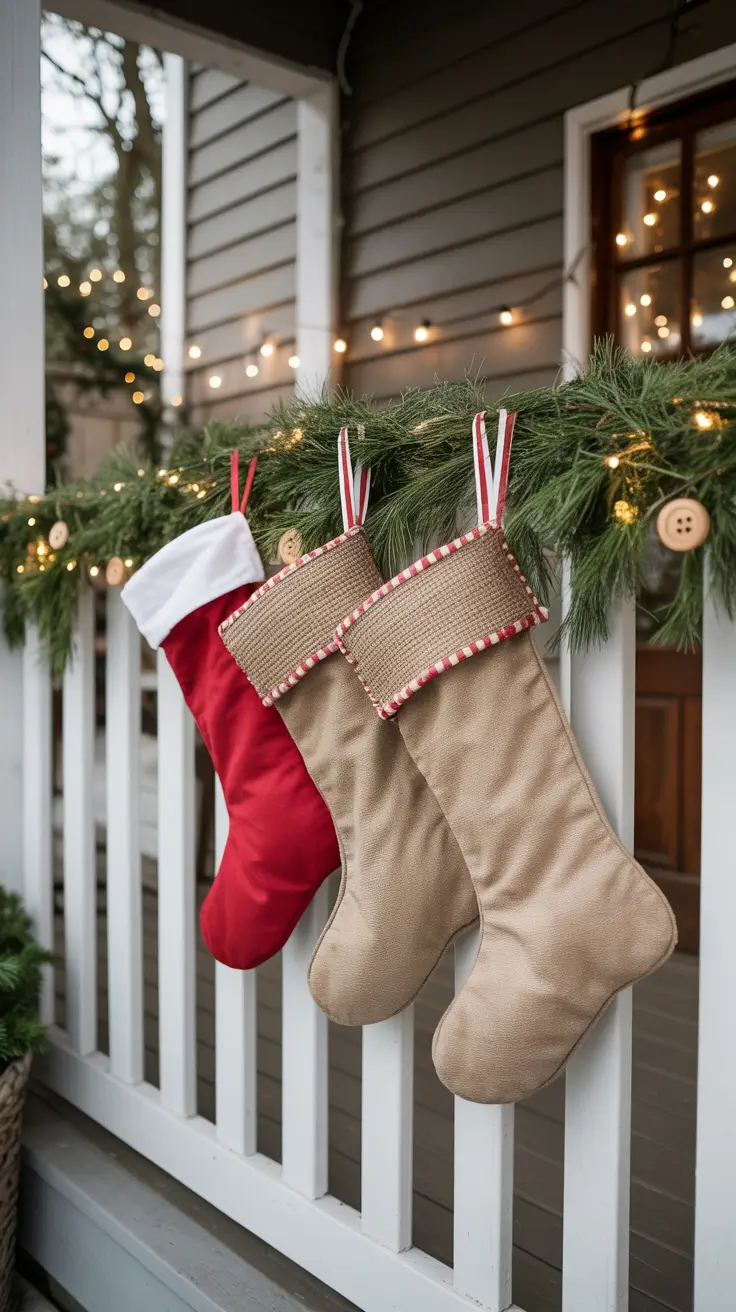 Decorated burlap stockings
