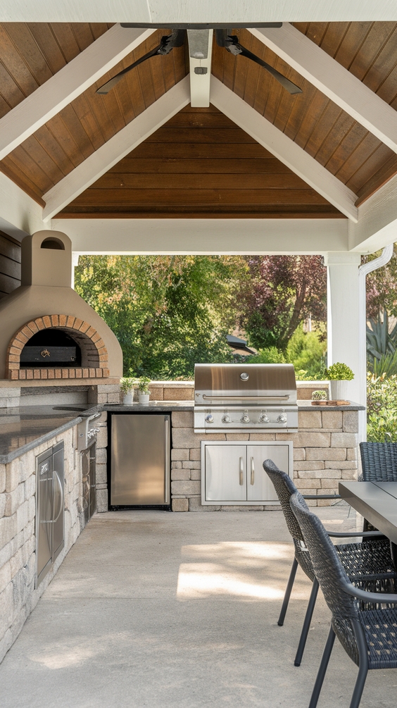 Outdoor Kitchen with BBQ and Roof