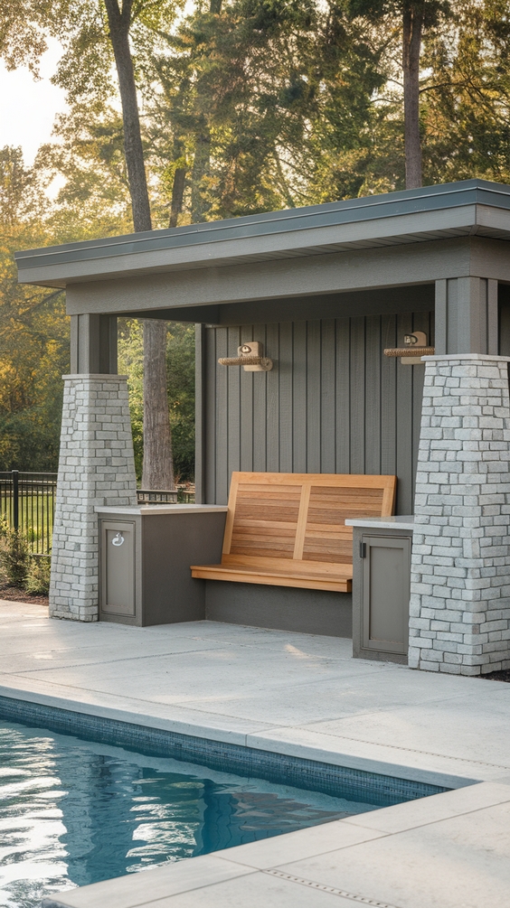 Pool Pavilion Ideas for Outdoor Living with Bar, Kitchen, Fireplace & More