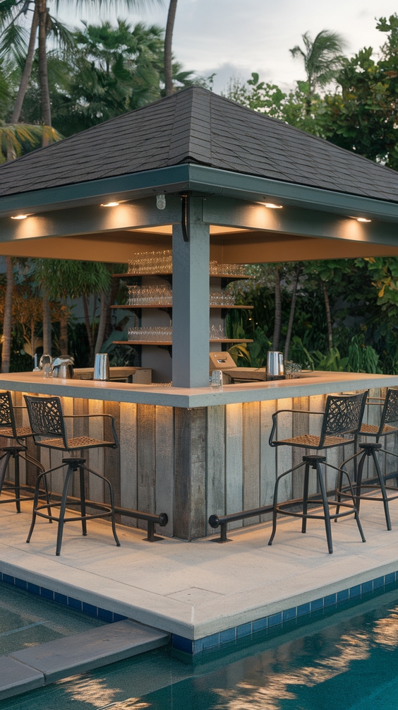 Pool Pavilion Ideas for Outdoor Living with Bar, Kitchen, Fireplace & More