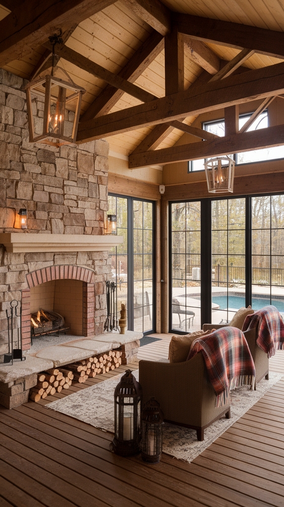 Pool Pavilion Ideas for Outdoor Living with Bar, Kitchen, Fireplace & More