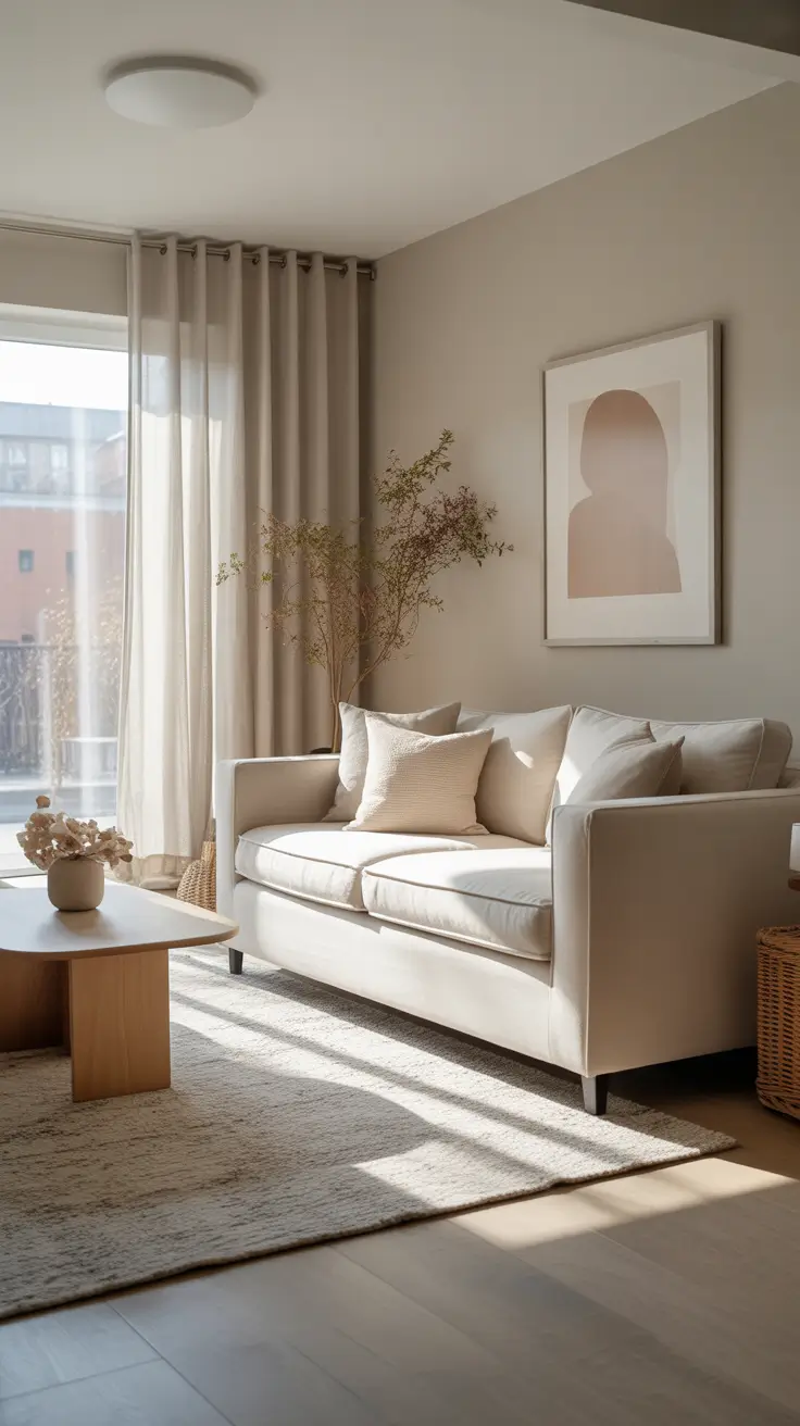 Soft Neutral Living Room with Textured Accents