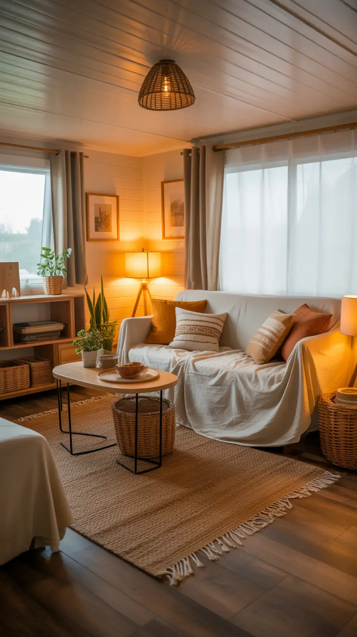 Warm and Cozy Budget Living Room