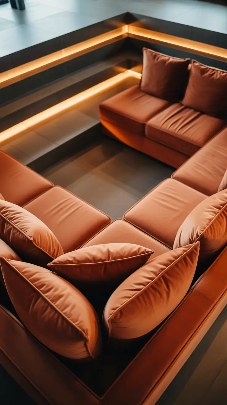 Sunken Living Room with Ambient Lighting