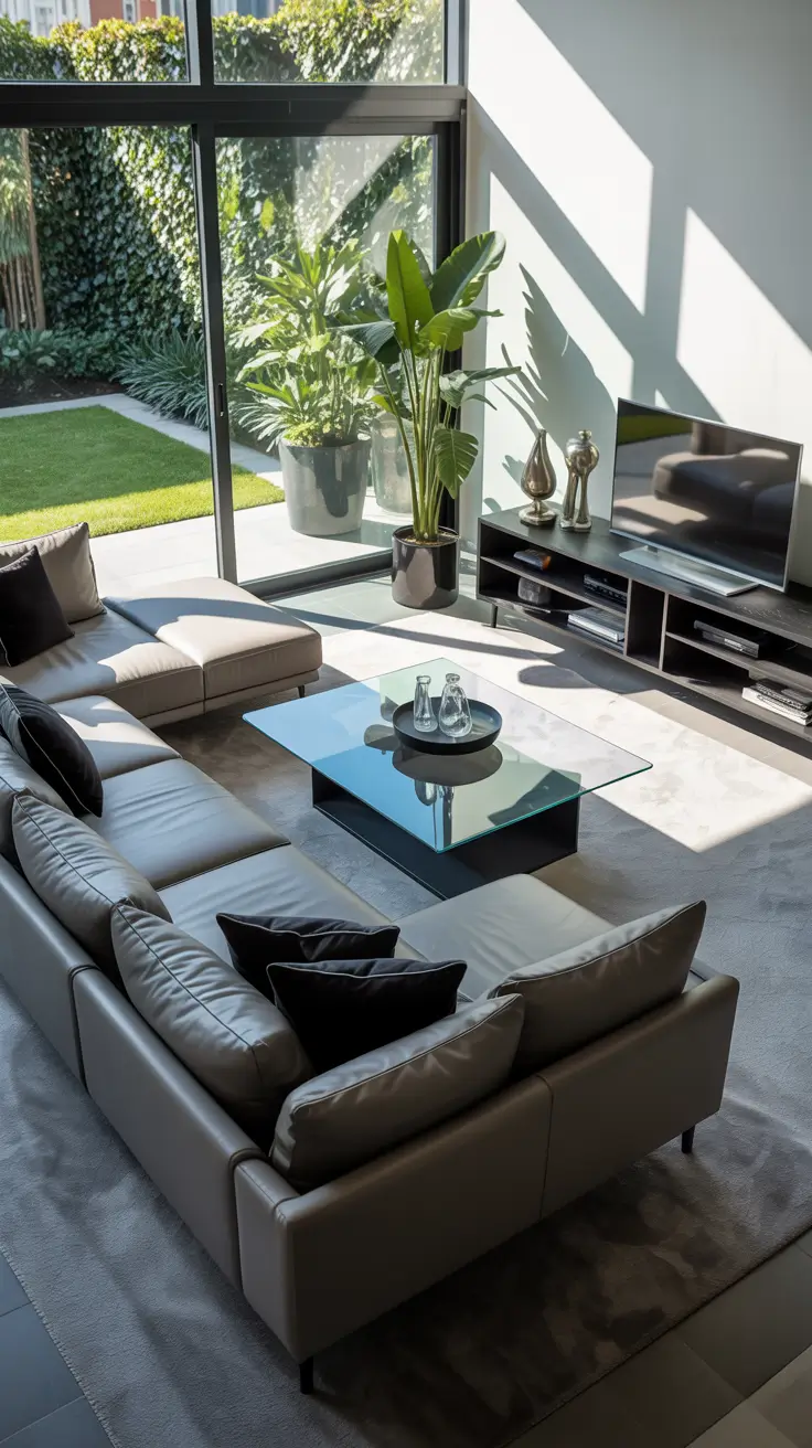 Modern Gray Living Room with Sleek Accents