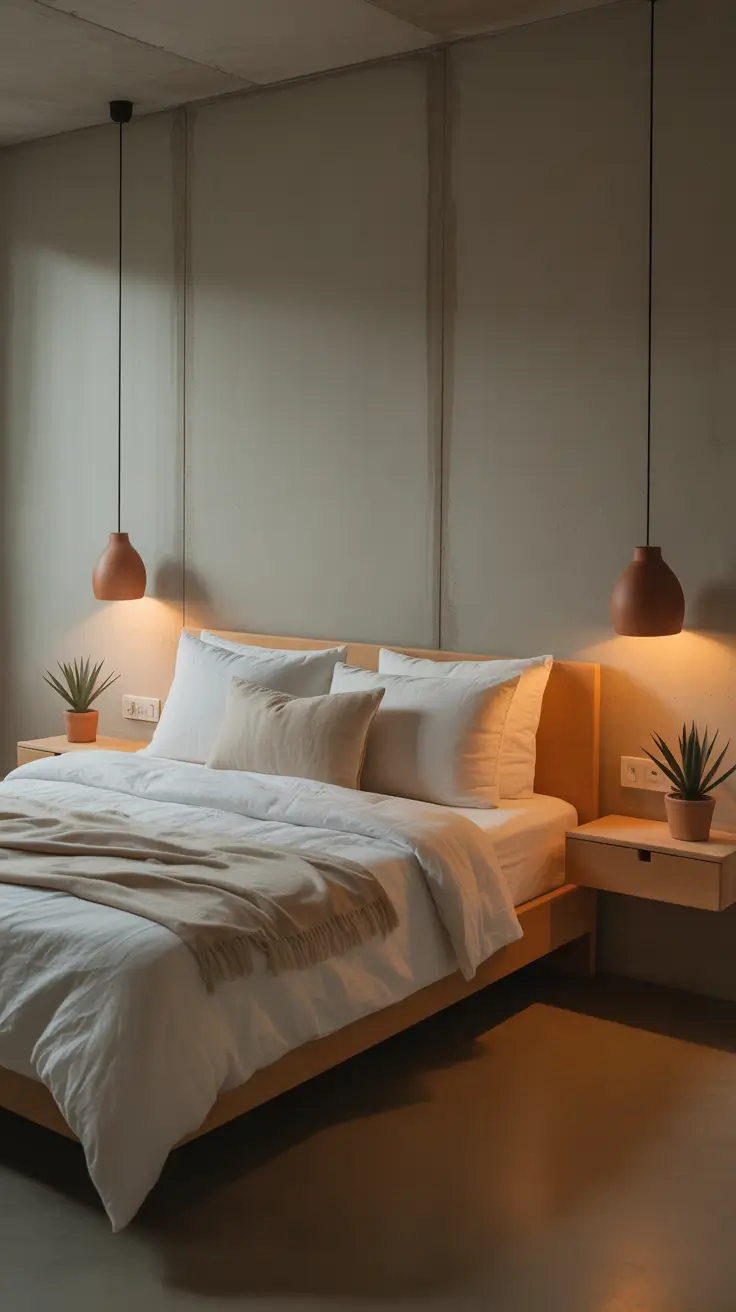 Minimalist Concrete and Birch Bedroom Design