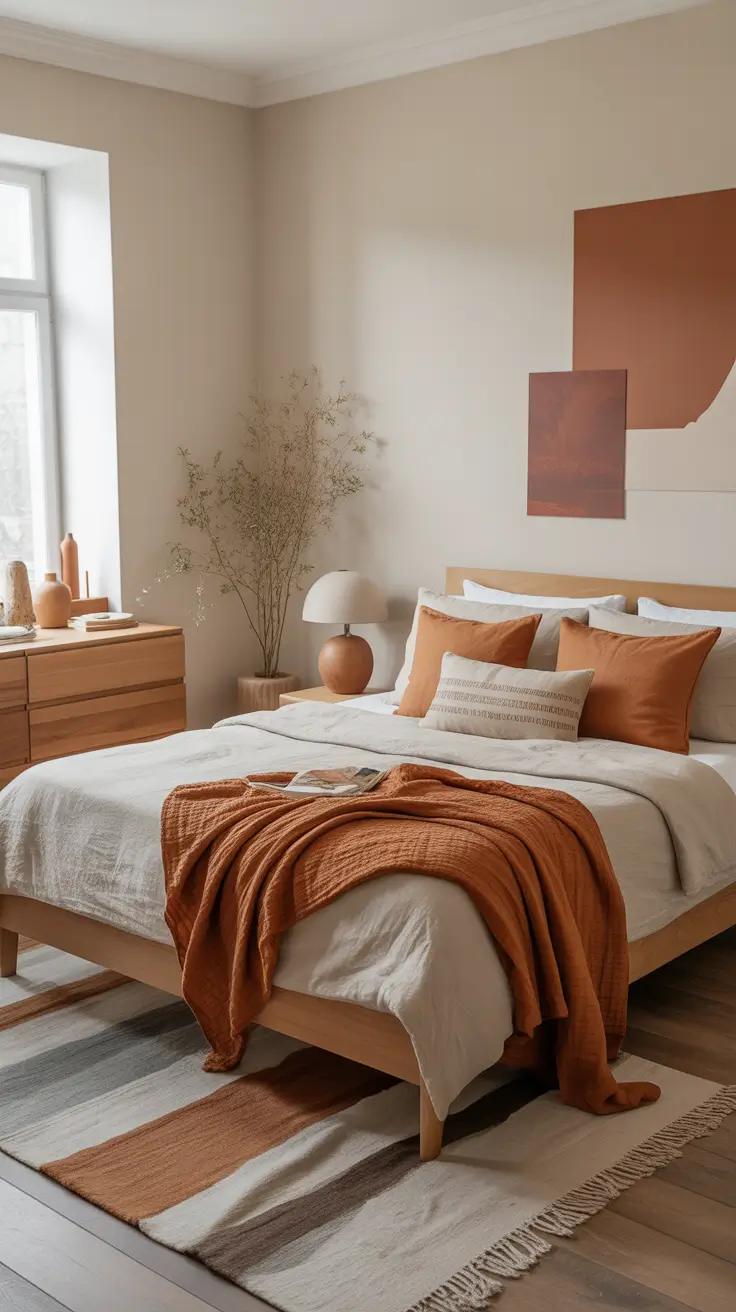 Wooden Bed Frame Cozy Bedroom