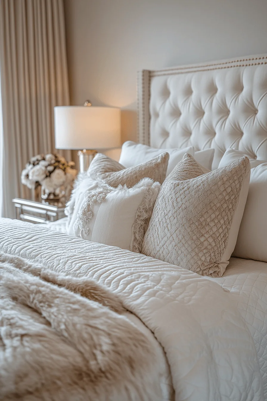 cream and white bedroom