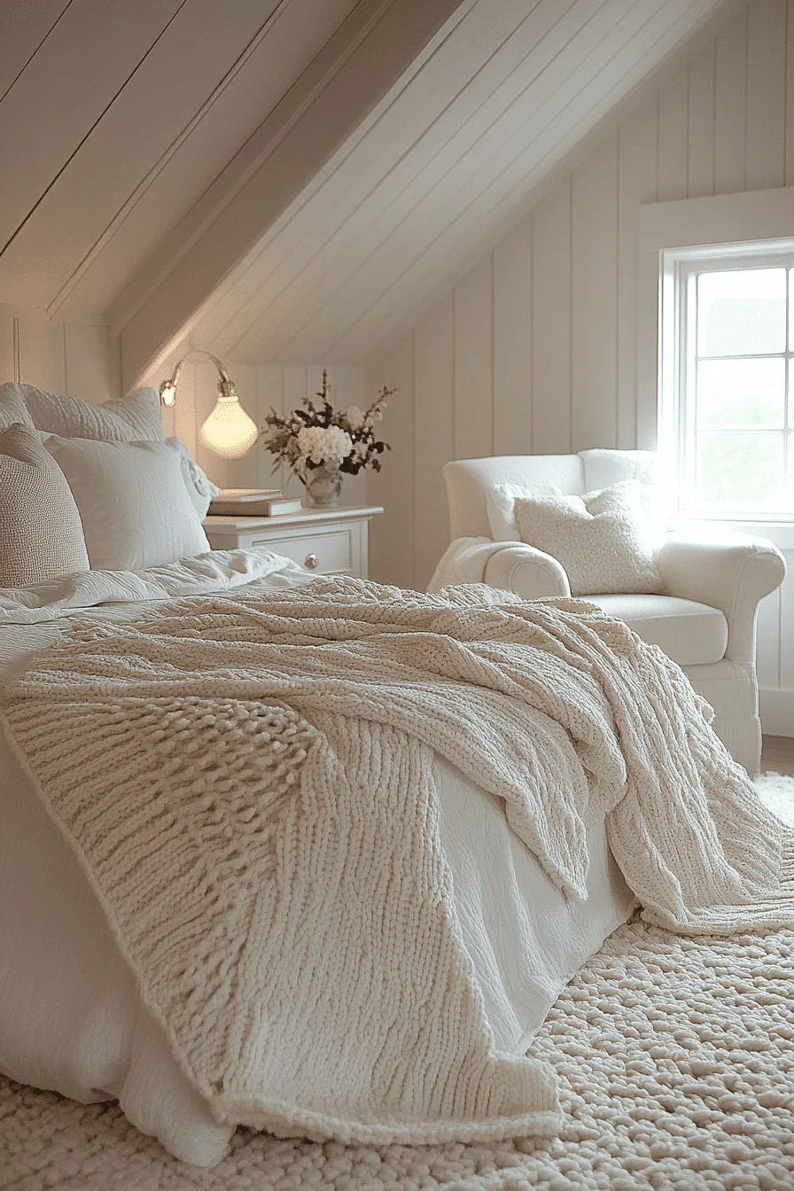 cream and white bedroom