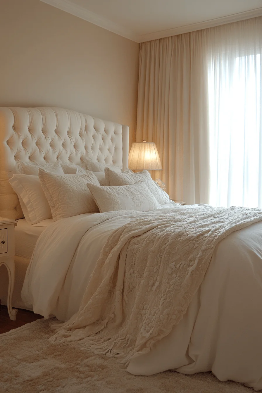 cream and white bedroom