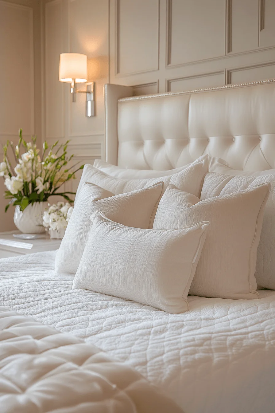 cream and white bedroom