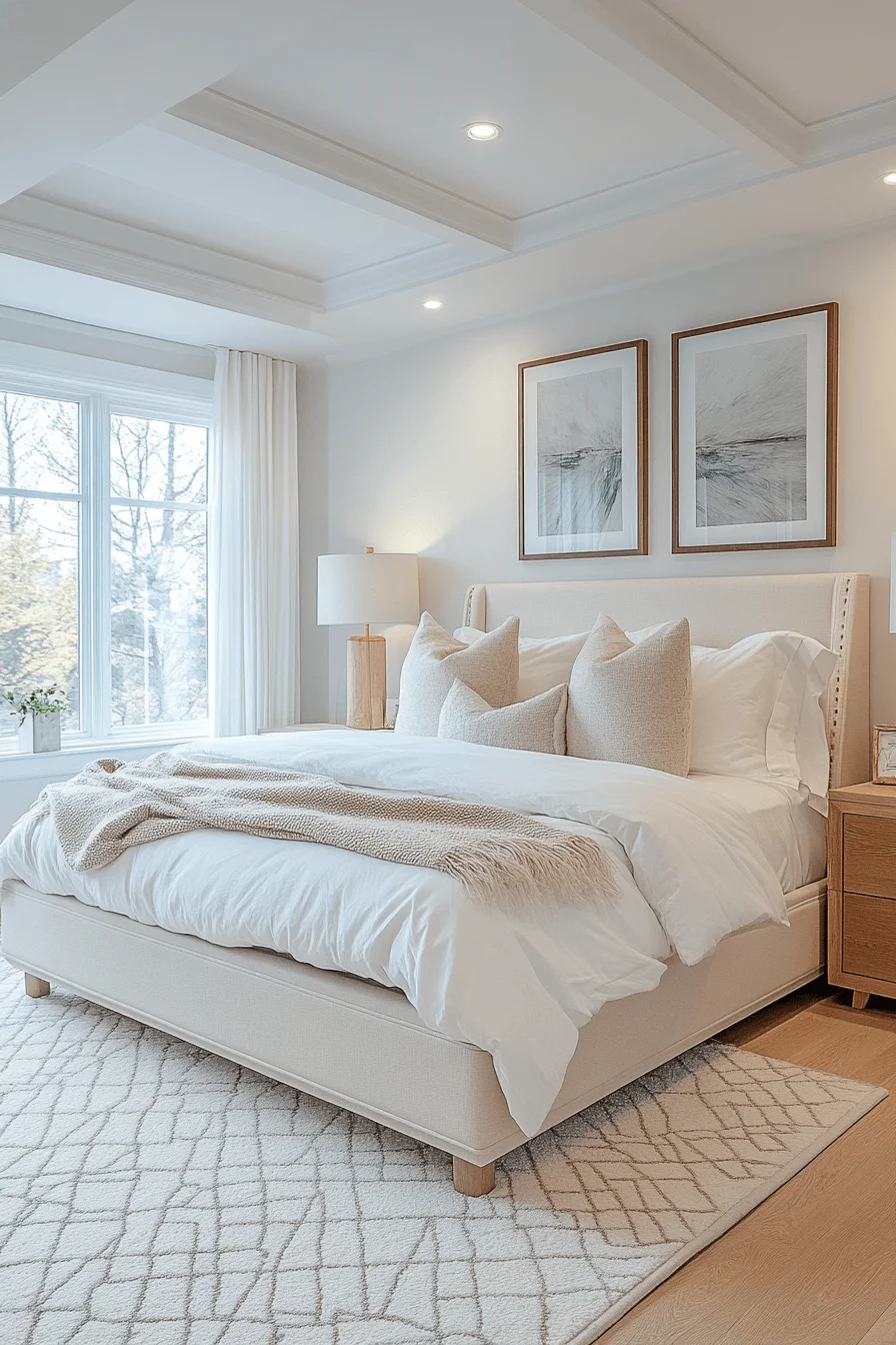 cream and white bedroom