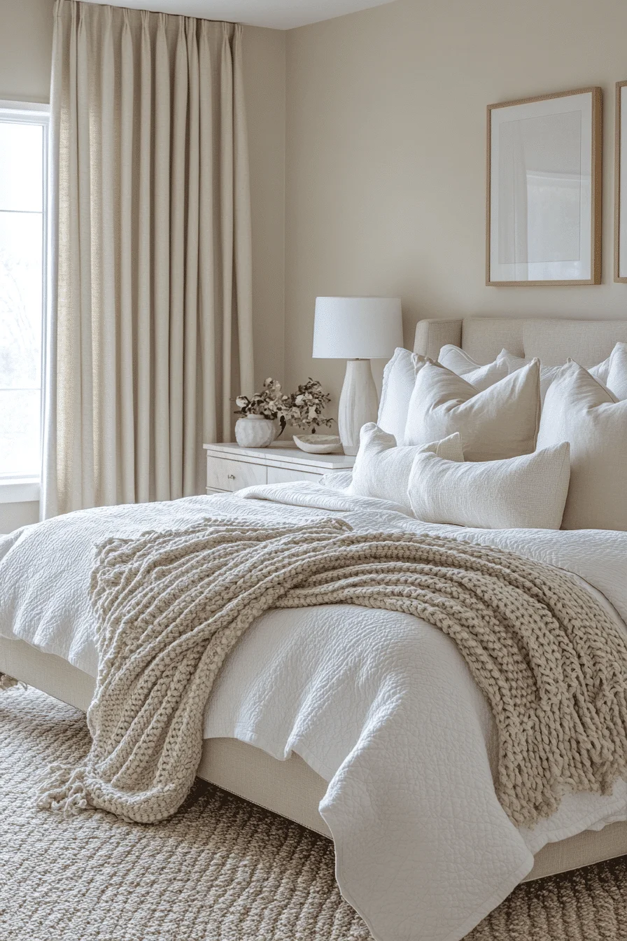 cream and white bedroom