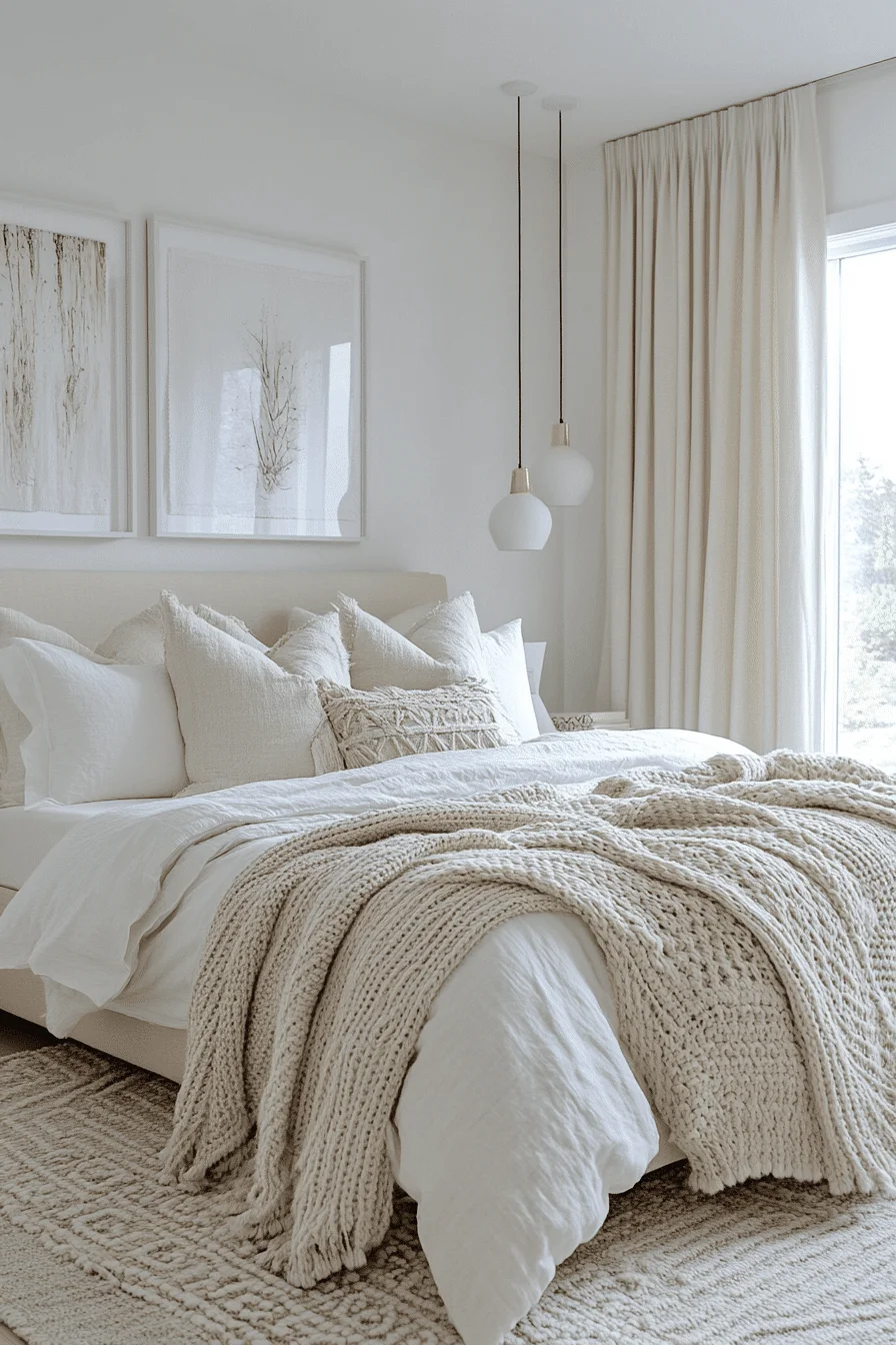 cream and white bedroom
