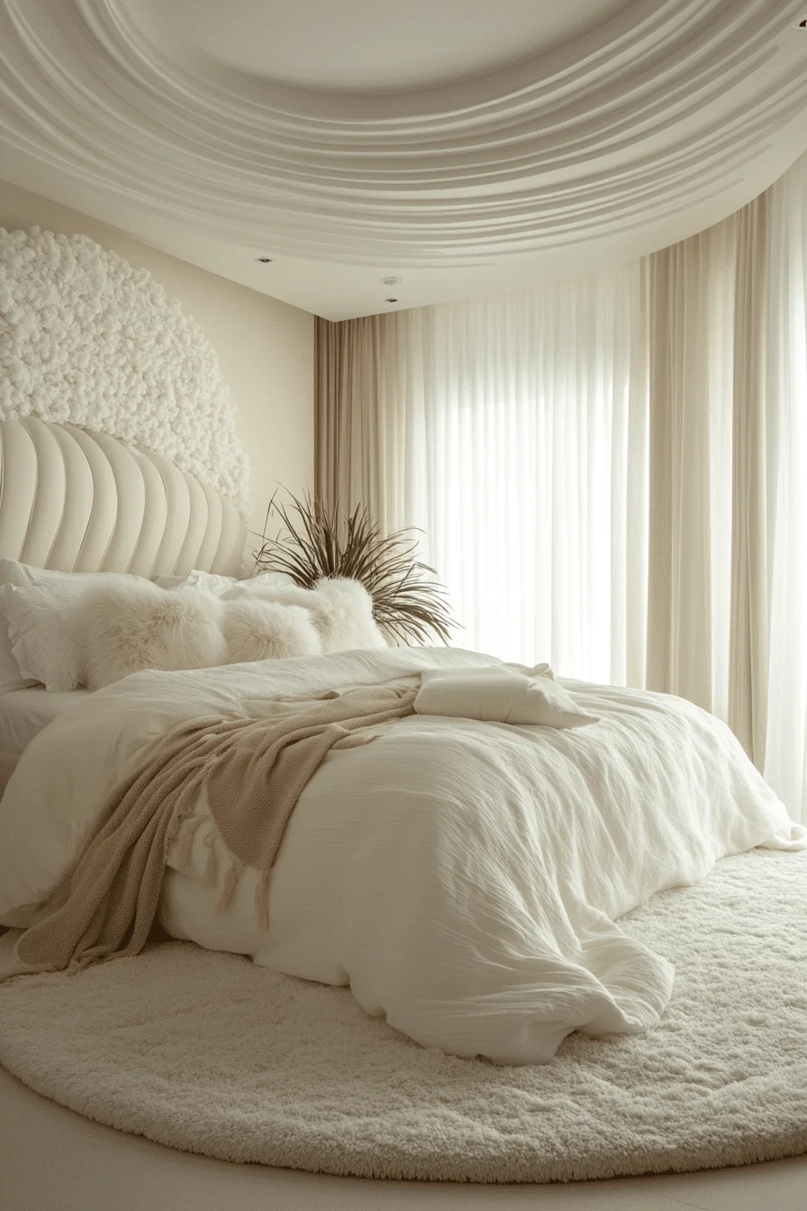 cream and white bedroom