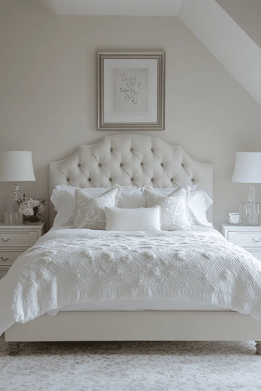 cream and white bedroom