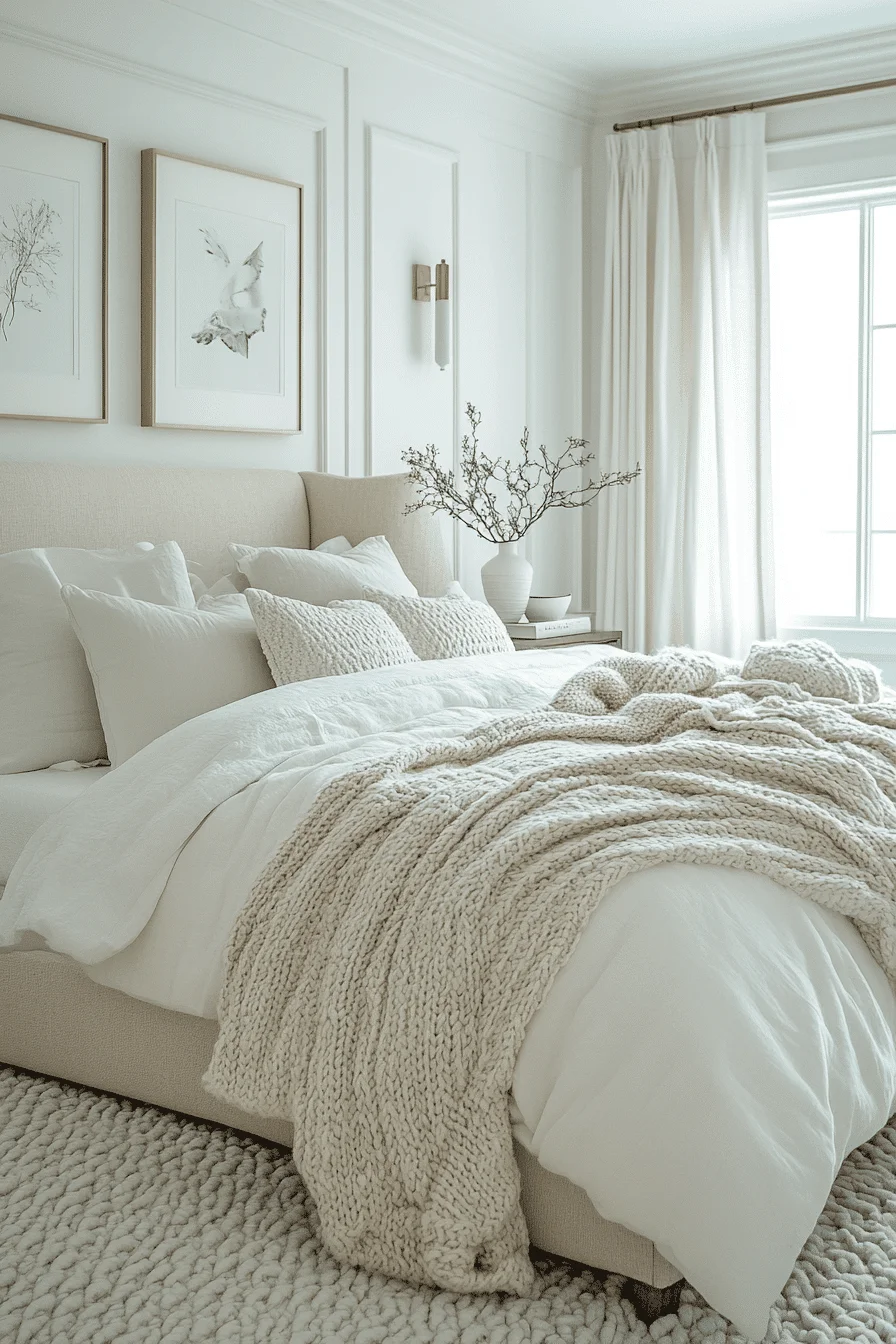 cream and white bedroom