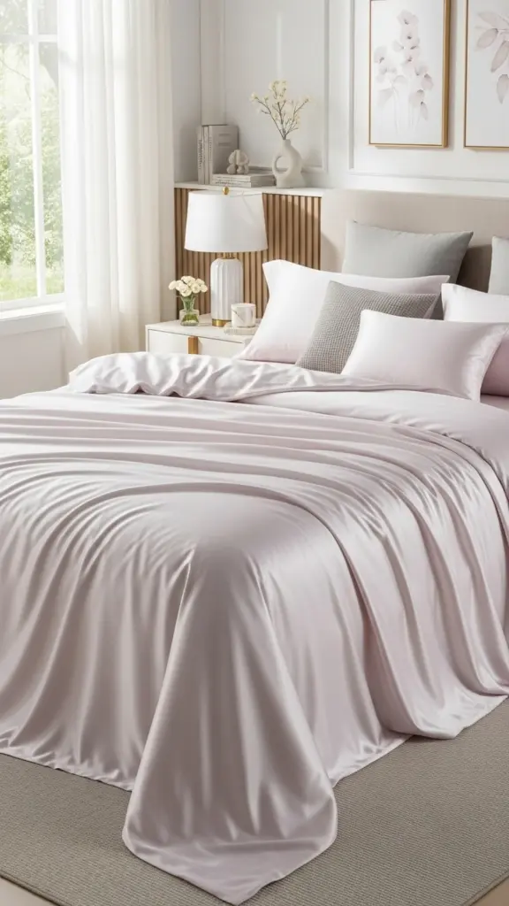 Silk or satin bedding