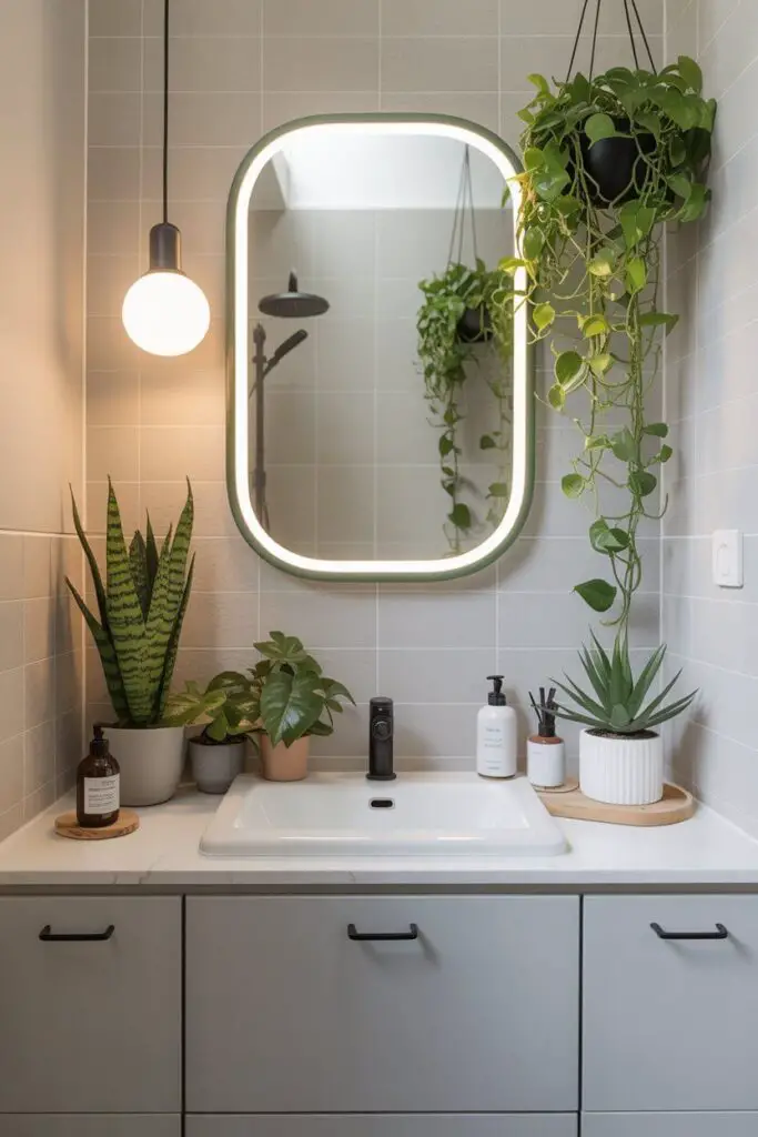 How to Create a Scandinavian Look in a Small Bathroom (That Feels Big on Style) 9 Bringing Nature Indoors with Greenery