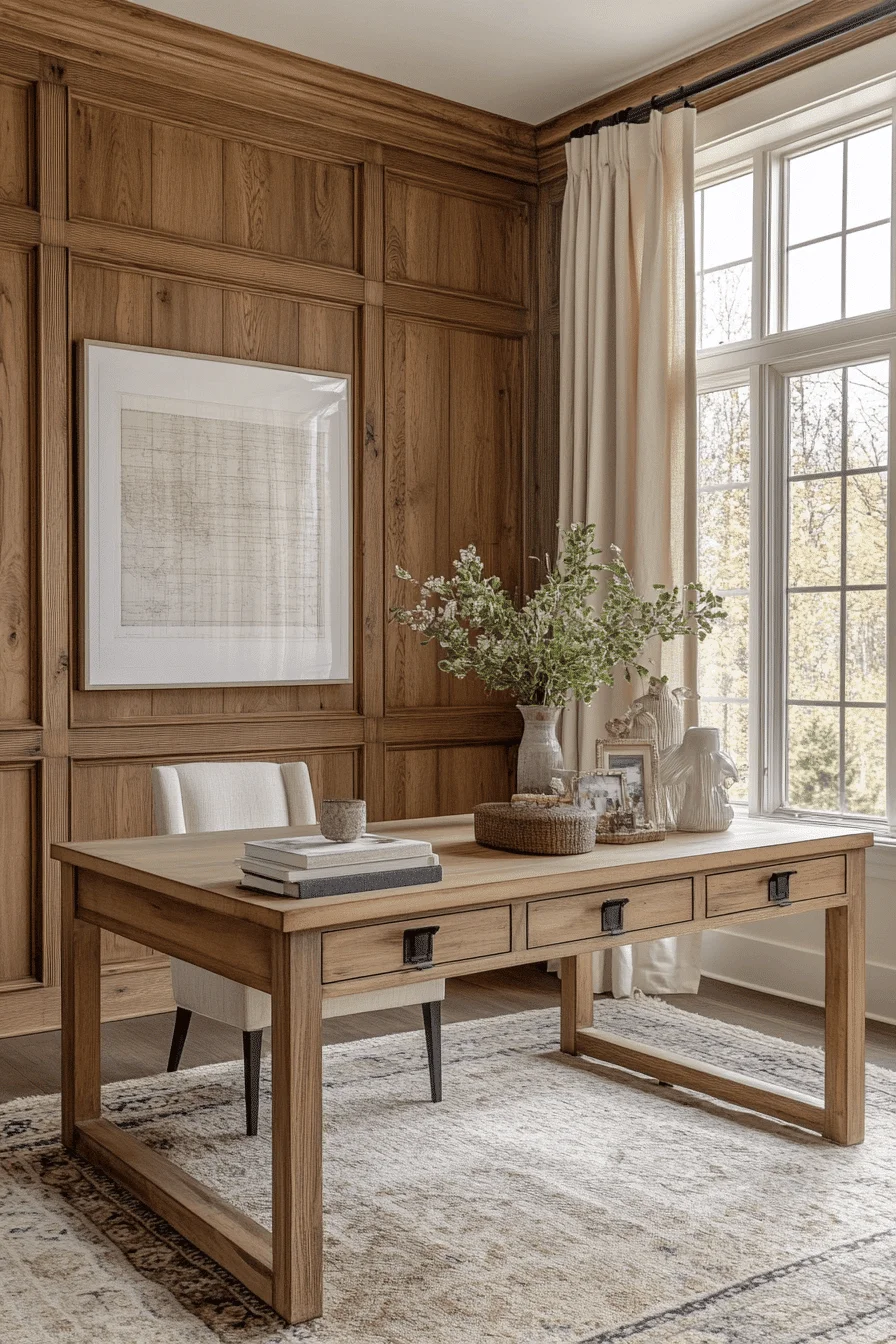 wood paneling in office