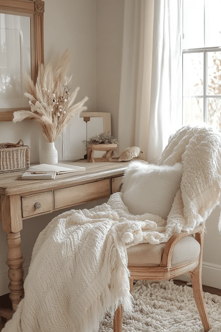 feathered throws on chair