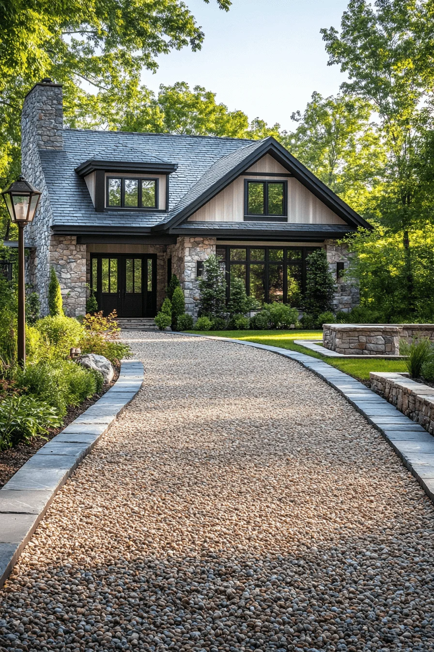 gravel driveway entry landscaping