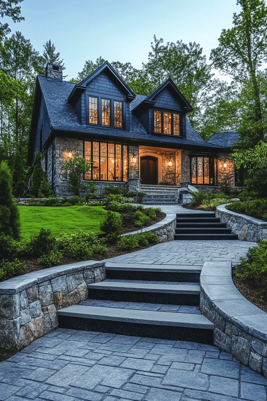 driveway entry landscaping with seamless transition