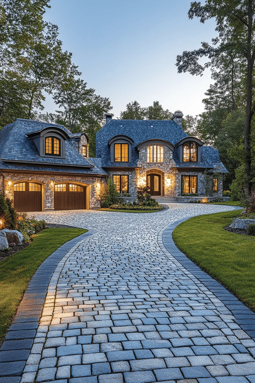 driveway entry landscaping with dual entry