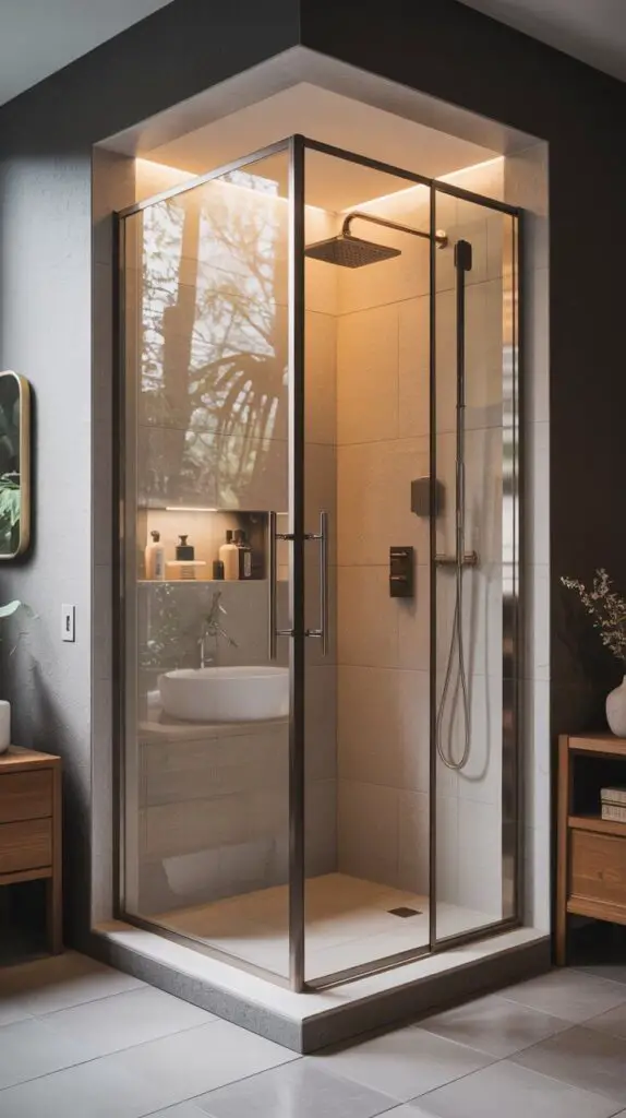Bi-Fold Glass Shower Doors Genius for Awkward Spaces
