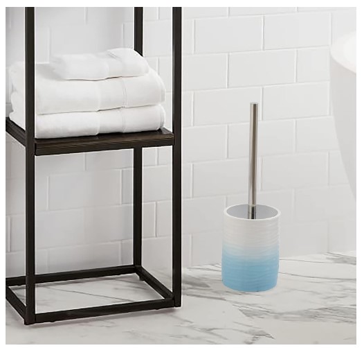Motifeur Bathroom Accessories Ceramic Toilet Brush Set - Blue and White Gradient