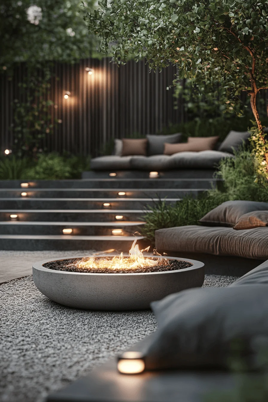 minimalist concrete fire pit